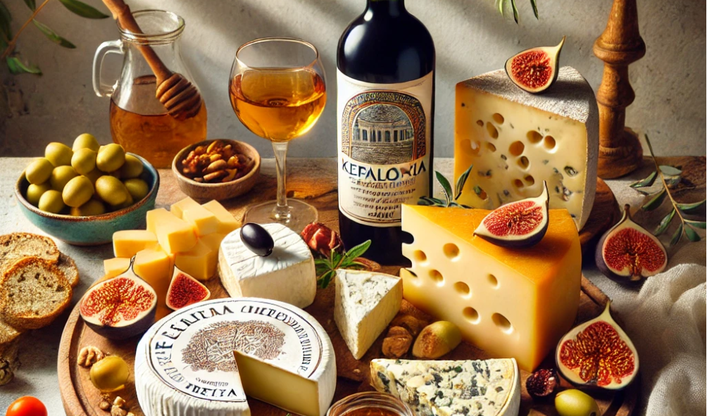 Kefalonia cheese platter and Local Wines